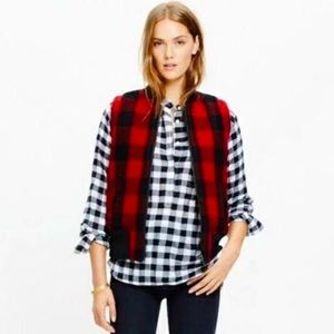MADEWELL WOMENS BUFFALO CHECK SHERPA LINED VEST-NWOT